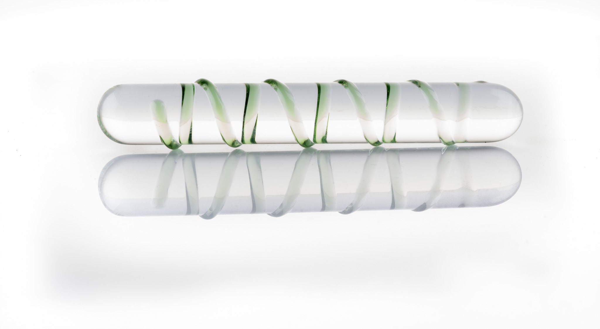 Green Ribbed Pyrex Glass Dildo - INTIMATE