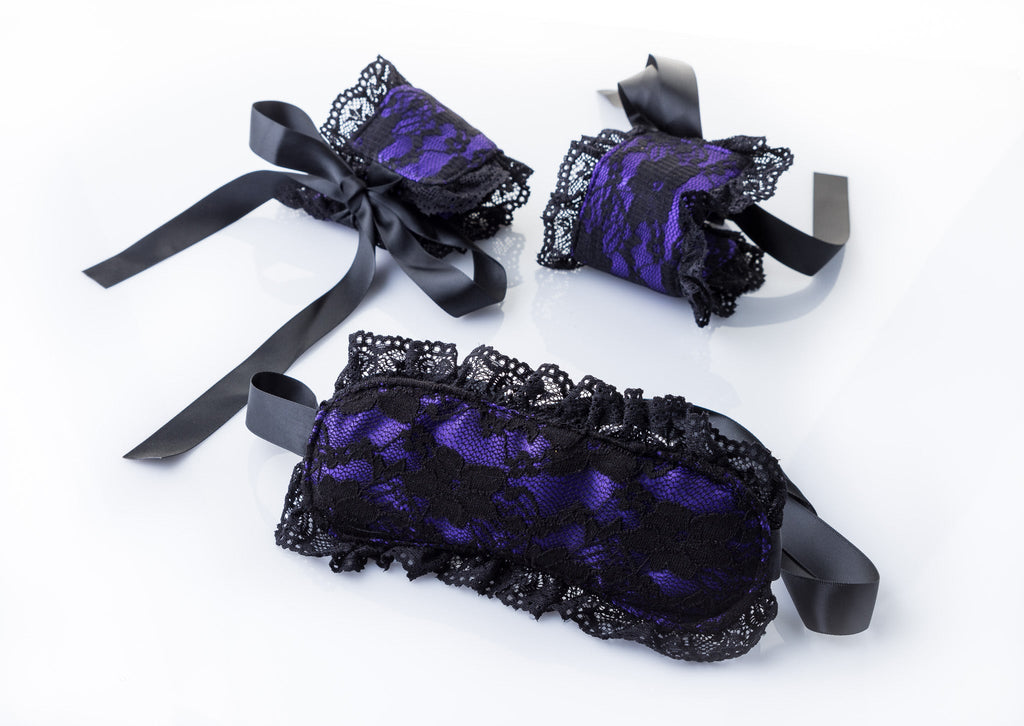 Satin & Lace Cuffs With Blindfold Set