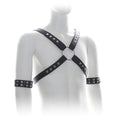Leather Male studded 4 strap chest Harness & arm straps