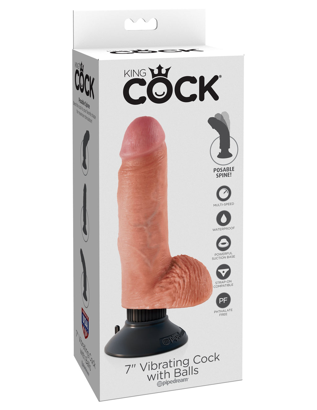 King Cock 7" Vibrating Cock with Balls