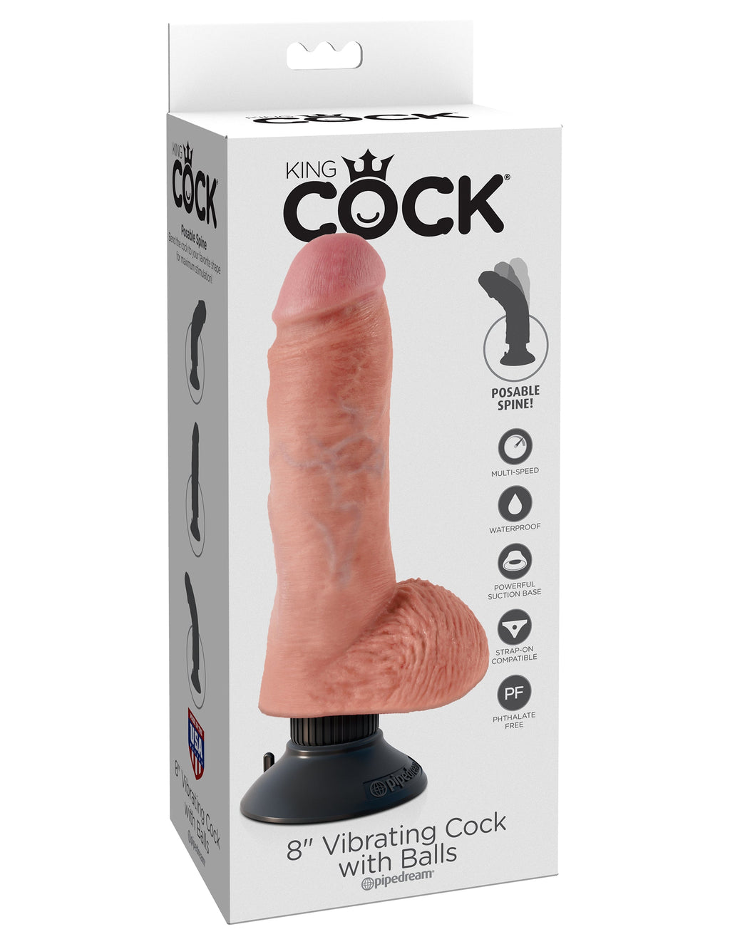 king Cock 8" Vibrating Cock with Balls
