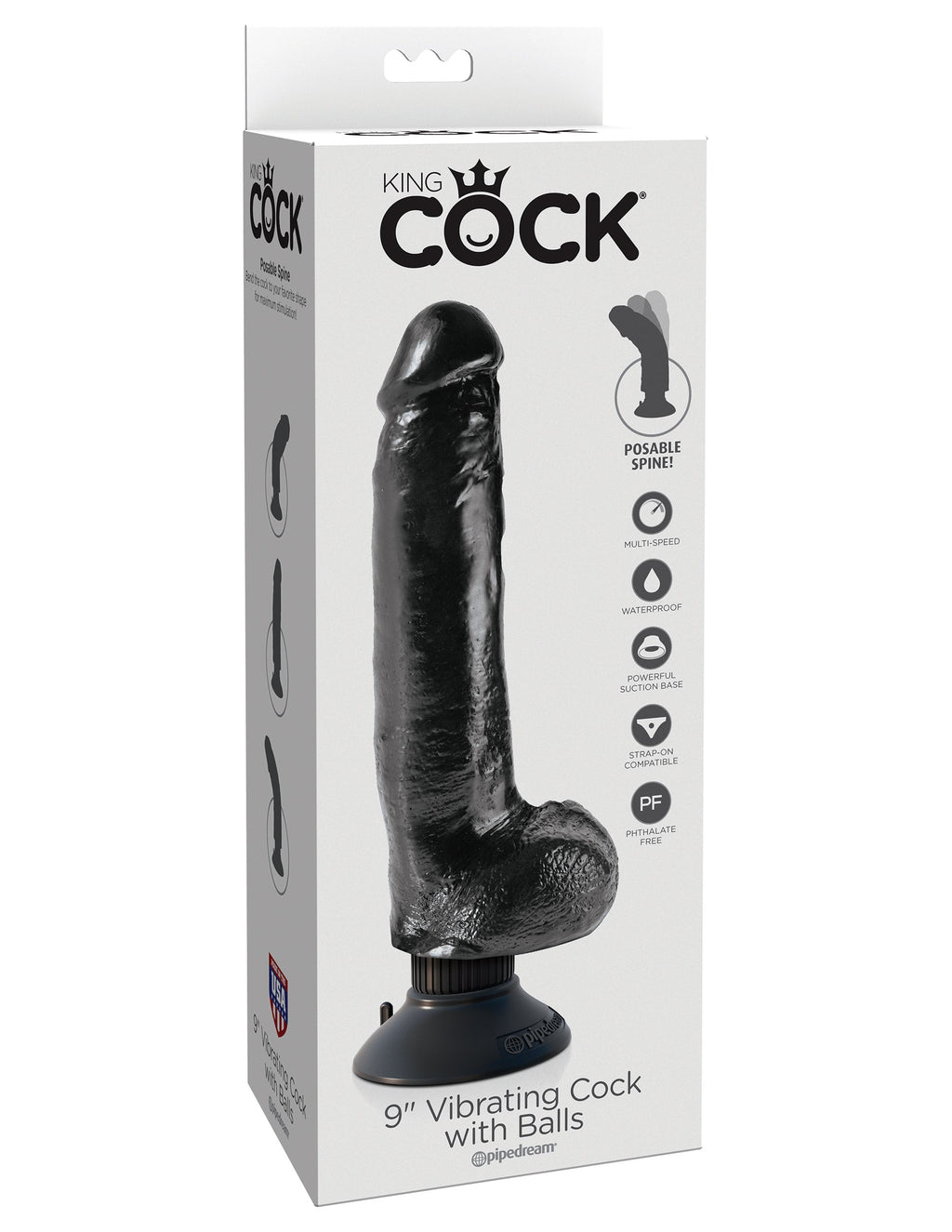 King Cock 9" Vibrating Cock With Balls