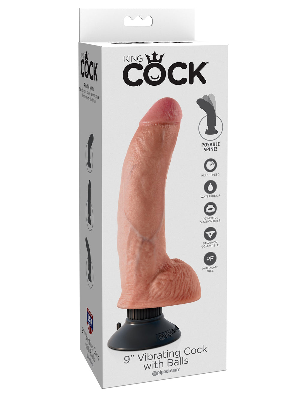 King Cock 9" Vibrating Cock With Balls