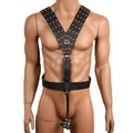 Leather Studded Harness & Cock Restraint