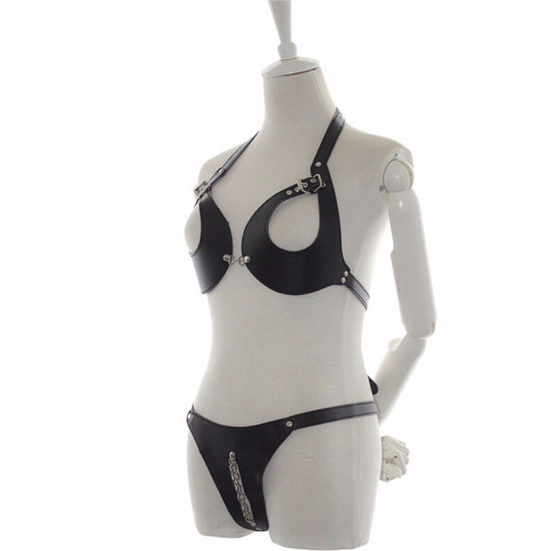 Domina Leather Bra & Panties Set - INTIMATE