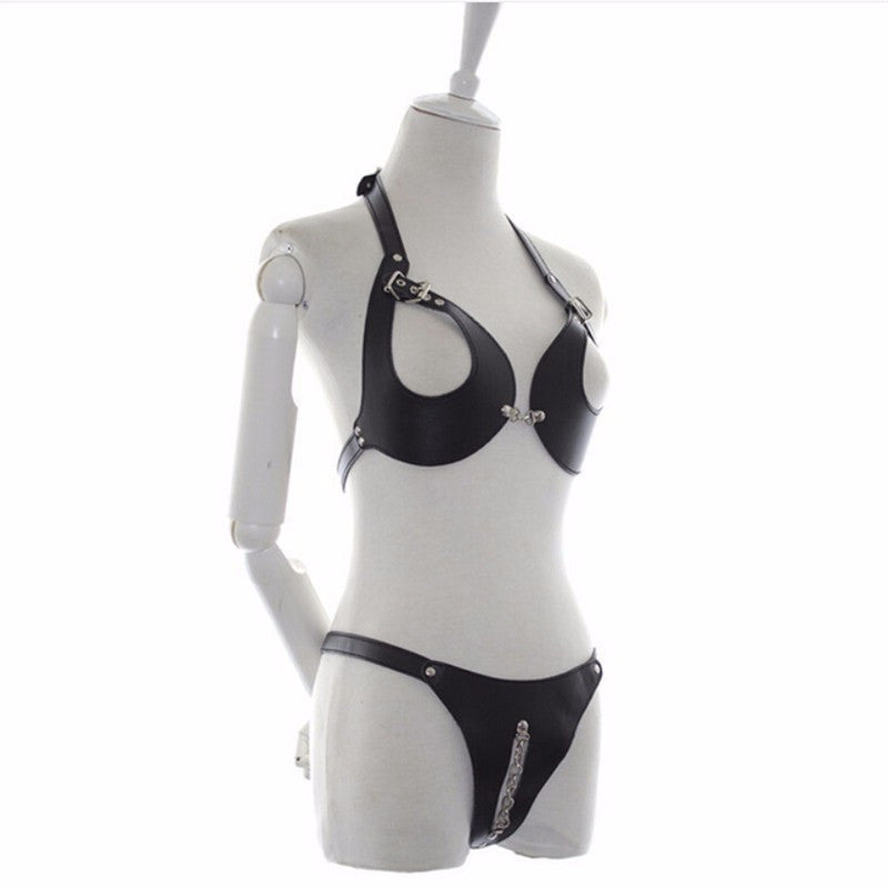 Domina Leather Bra & Panties Set - INTIMATE