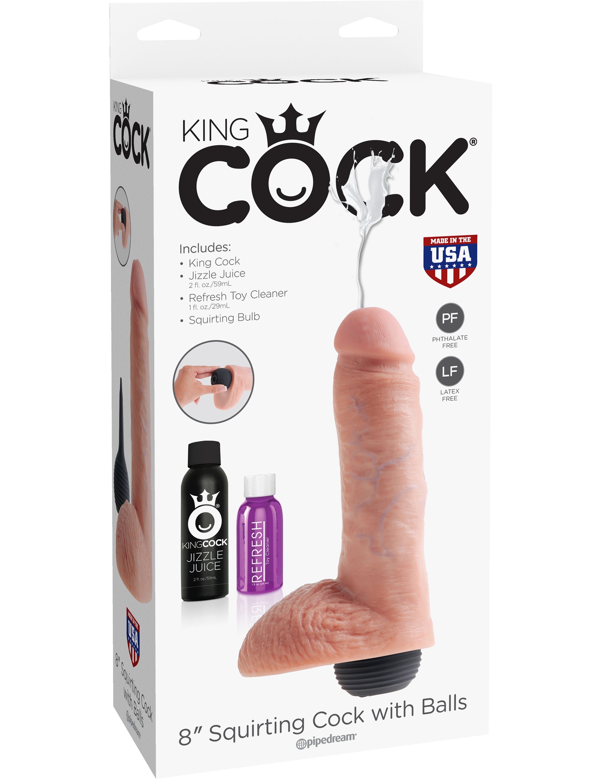 King Cock 8" Squirting Cock with Balls
