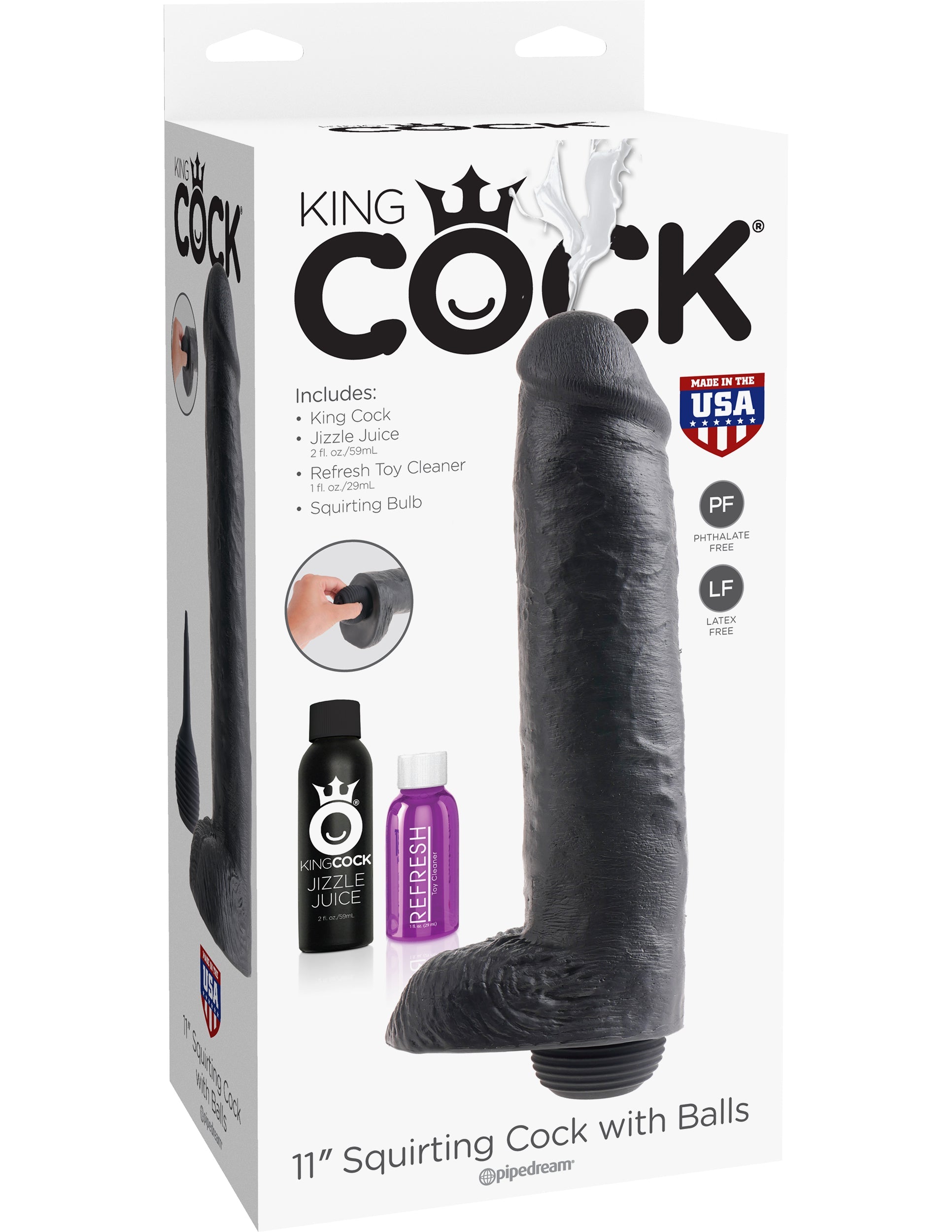 King Cock 11" Squirting Cock with Balls
