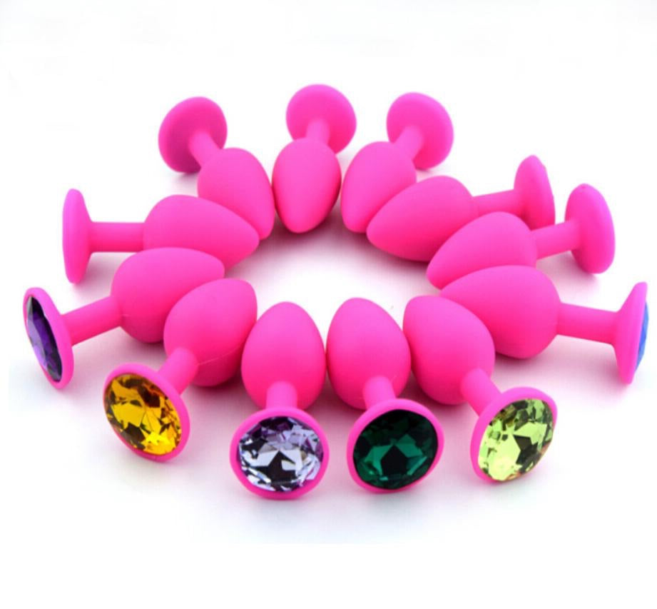 Pink Silicone Gem Anal Plug